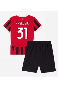 AC Milan Strahinja Pavlovic #31 Babytruitje Thuis tenue Kind 2024-25 Korte Mouw (+ Korte broeken)